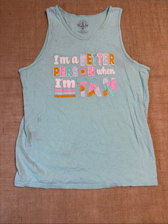 love and pineapples Tops - Women’s Light Blue Graphic Tank Top - 'I'm a Better Person'